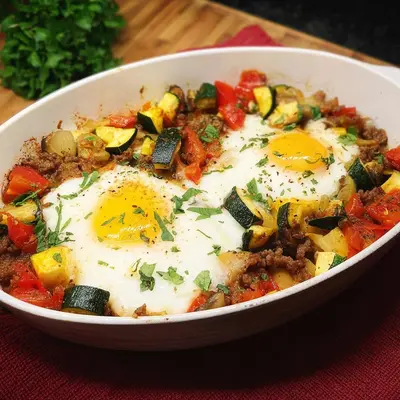 Low Carb Gemüse-Hackpfanne mit Spiegelei: Schnell & Lecker