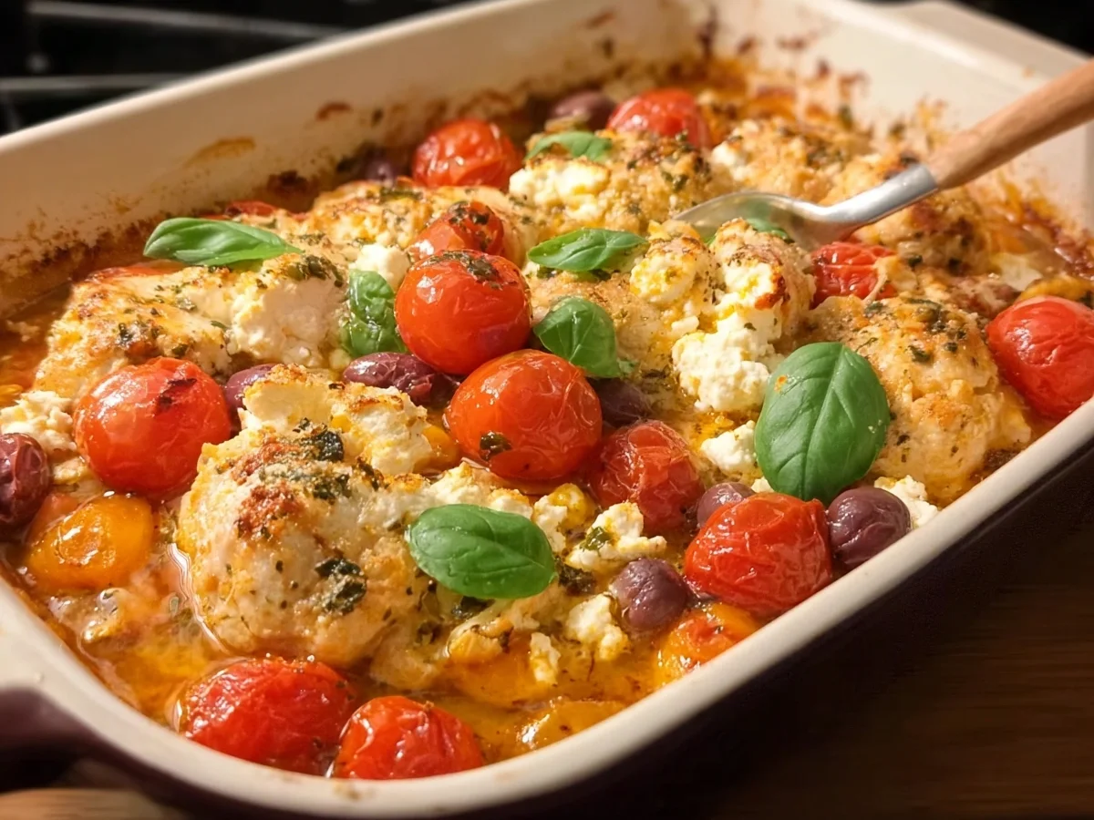 Low Carb Hähnchen-Feta Auflauf: Saftig & Mediterran - Beitragsbild