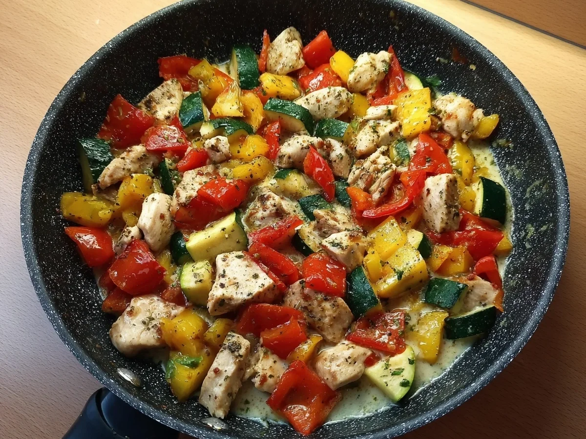 Low Carb Hähnchen-Gemüse-Pfanne: Schnell & Gesund - Beitragsbild