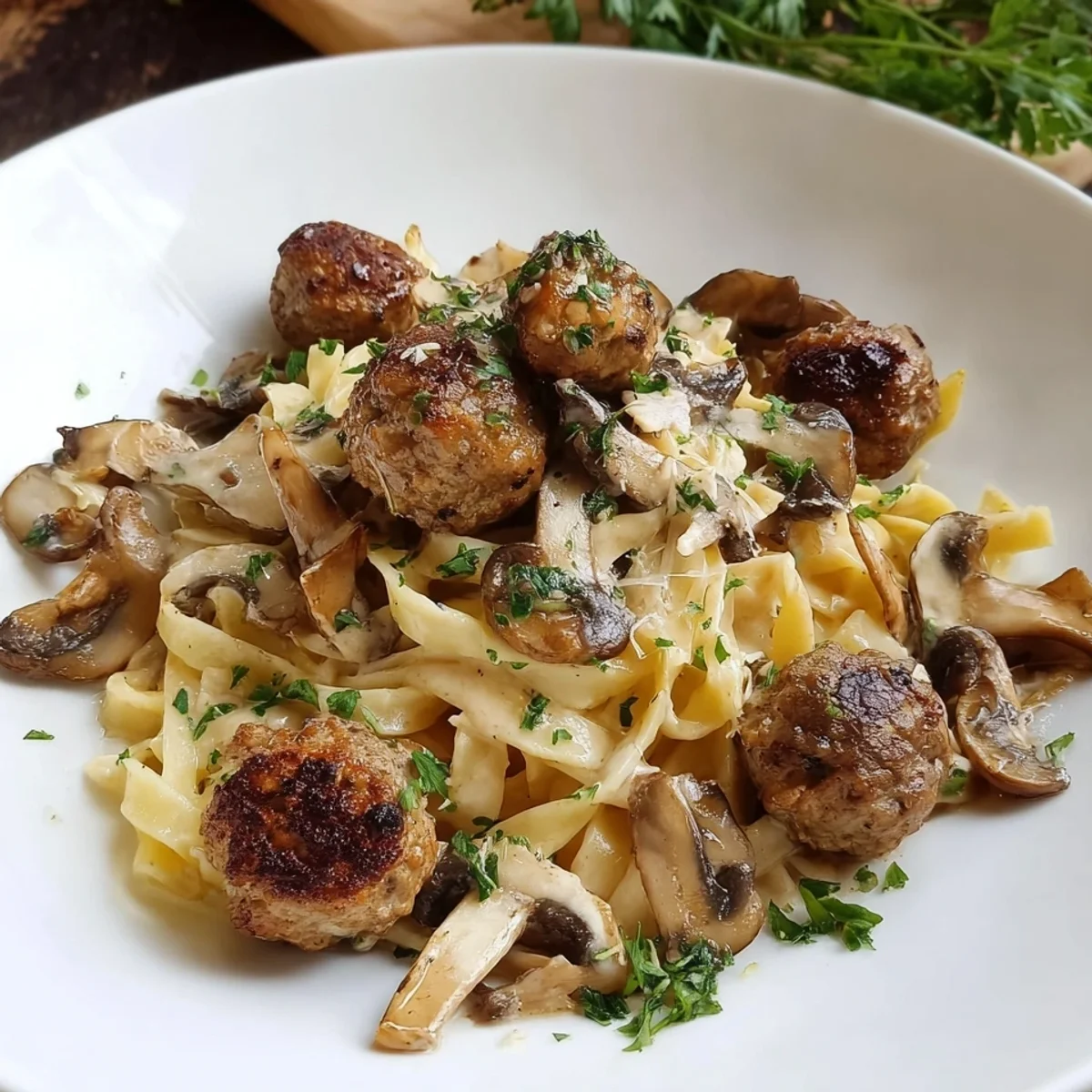 Nudeln mit Pilz-Hackbällchen: Schnell & Aromatisch