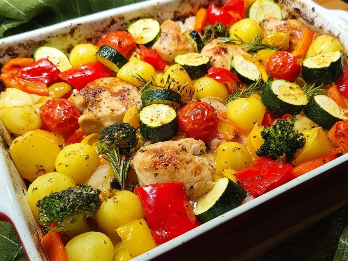 Ofengemüse mit Hähnchen: Schnell & Gesund zubereitet - Beitragsbild