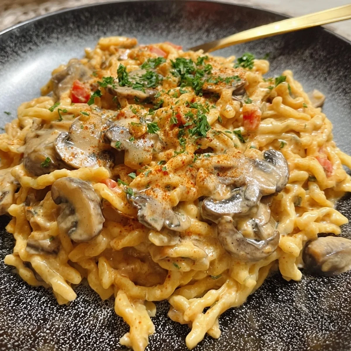 Paprika Spätzle mit Champignons: Vegetarisch & Lecker