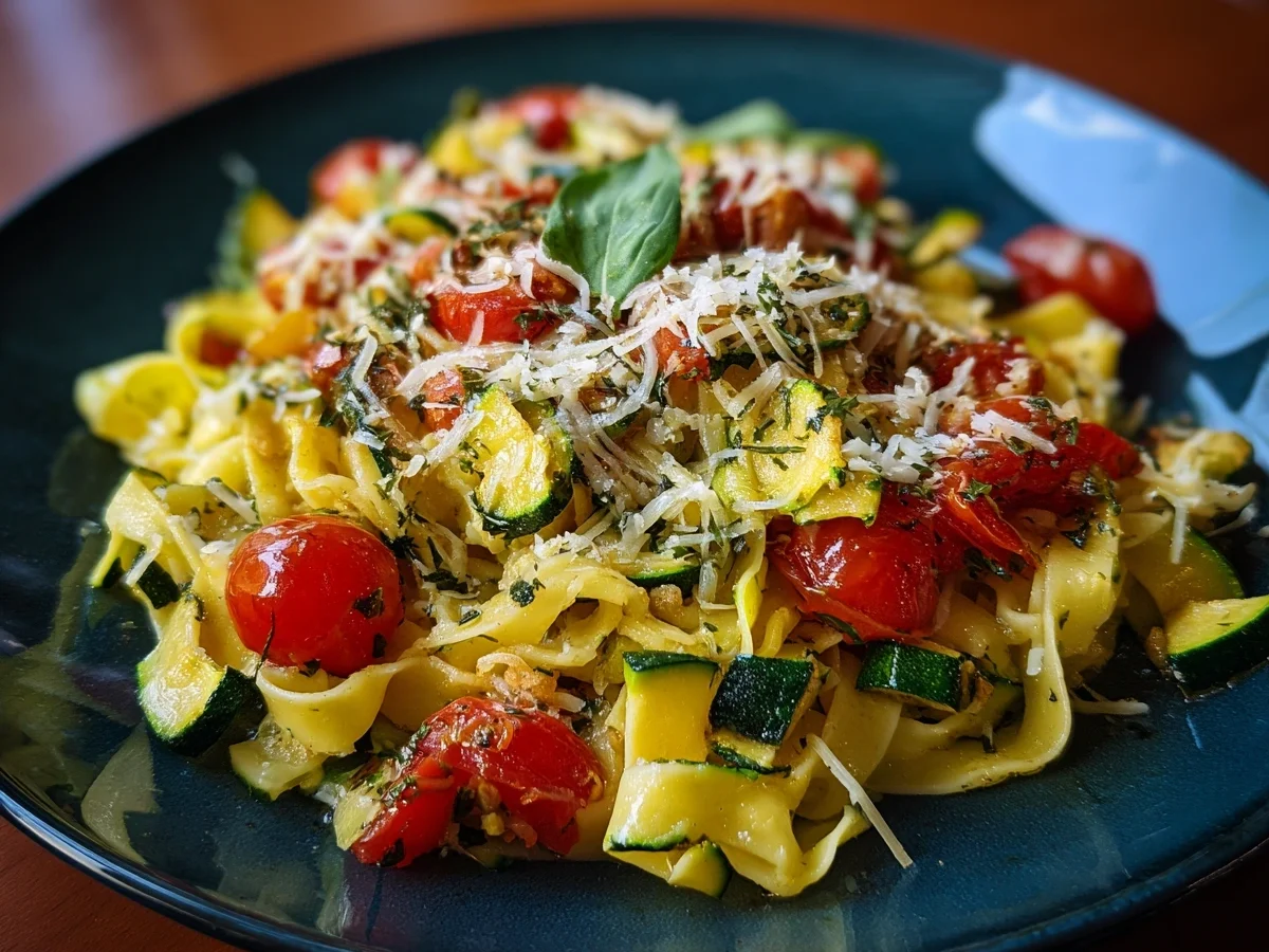Pikante Sommer-Tagliatelle mit Zucchini & Chili - Beitragsbild