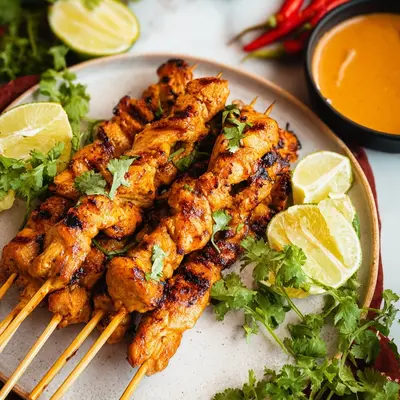Saté-Spieße mit Erdnuss-Sauce: Einfaches Thai-Rezept