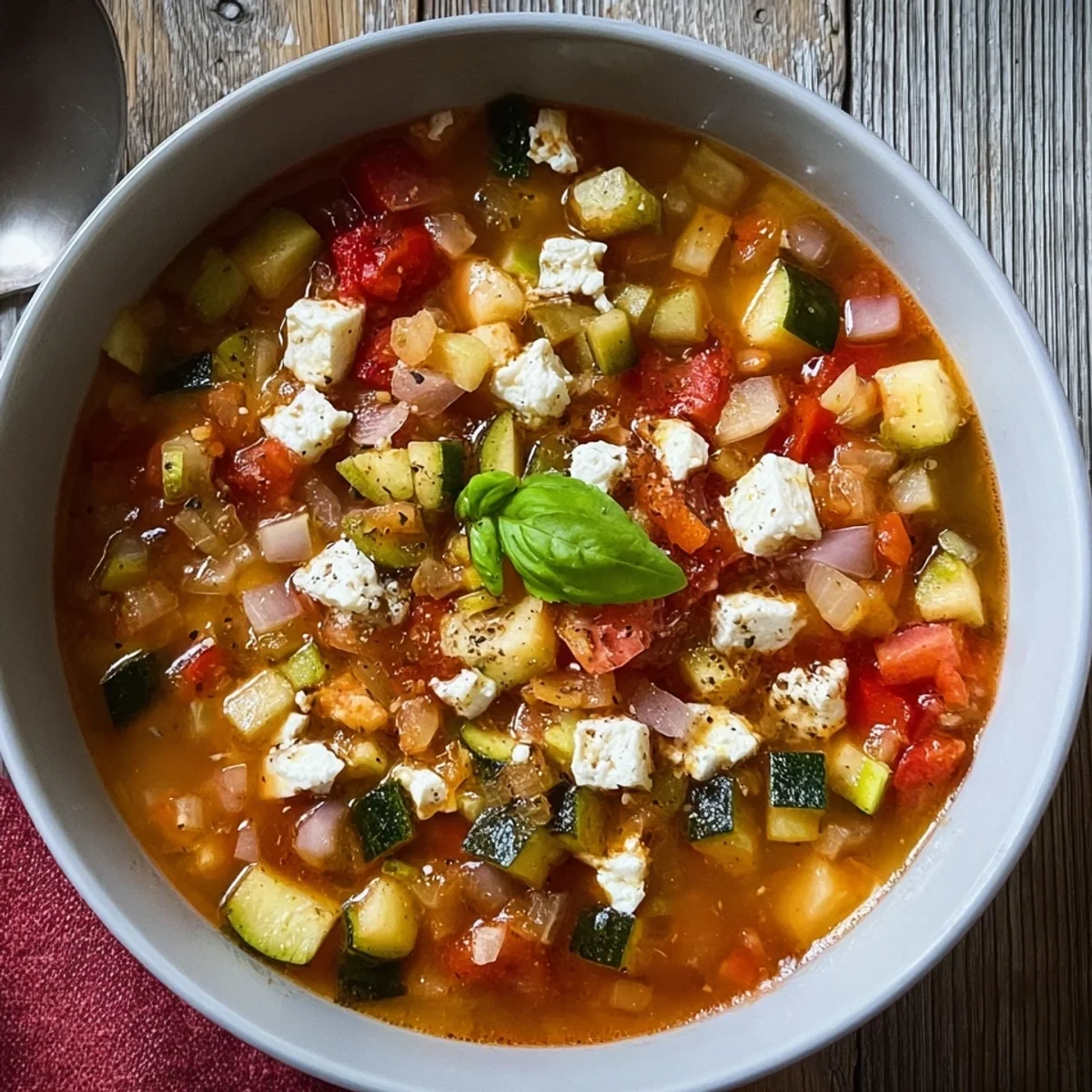 Schnelle Ratatouille-Suppe mit Feta Leicht & Lecker