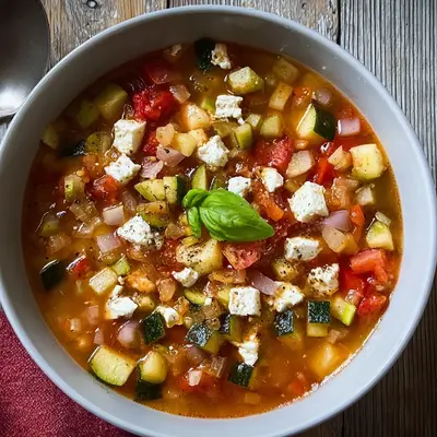Schnelle Ratatouille-Suppe mit Feta Leicht & Lecker