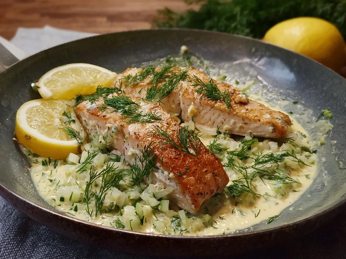 Schnelles Seelachsfilet in Meerettichsahne - Beitragsbild