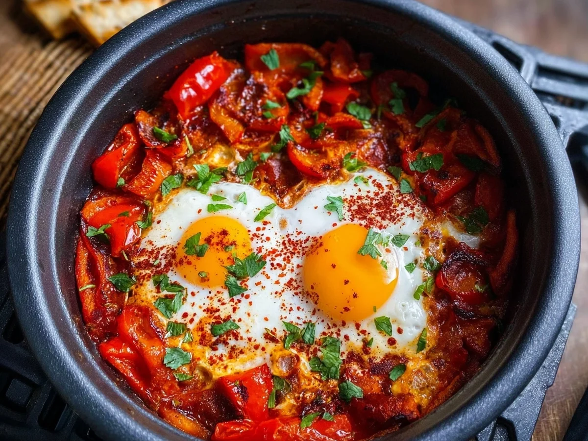 Shakshuka Heissluftfritteuse: Schnell & Lecker - Beitragsbild