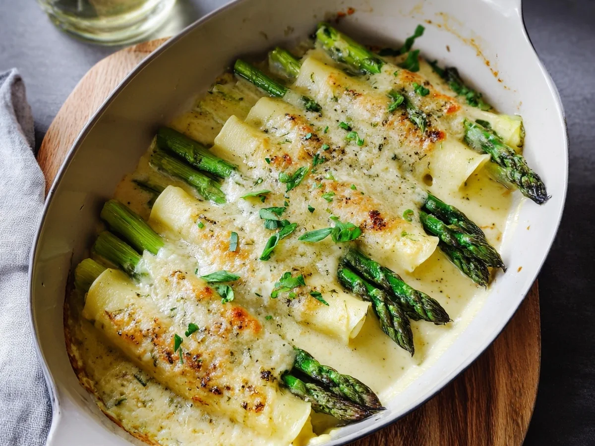 Spargel Cannelloni Rezept: Cremiges Ofengericht - Beitragsbild