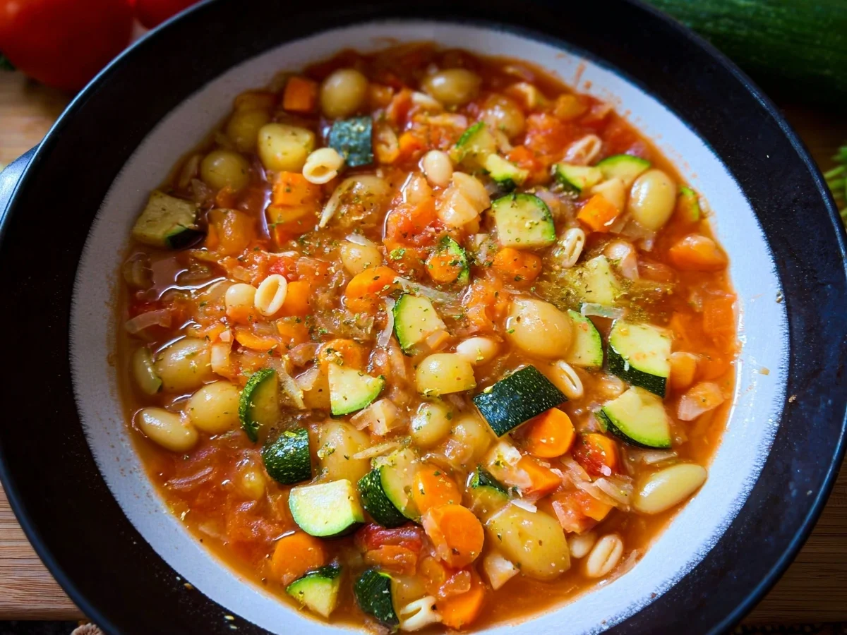 Vegetarische Minestrone: Klassische italienische Gemüsesuppe - Beitragsbild