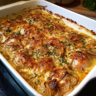 Zwiebel-Sahne-Hähnchen aus dem Ofen: Cremig & einfach